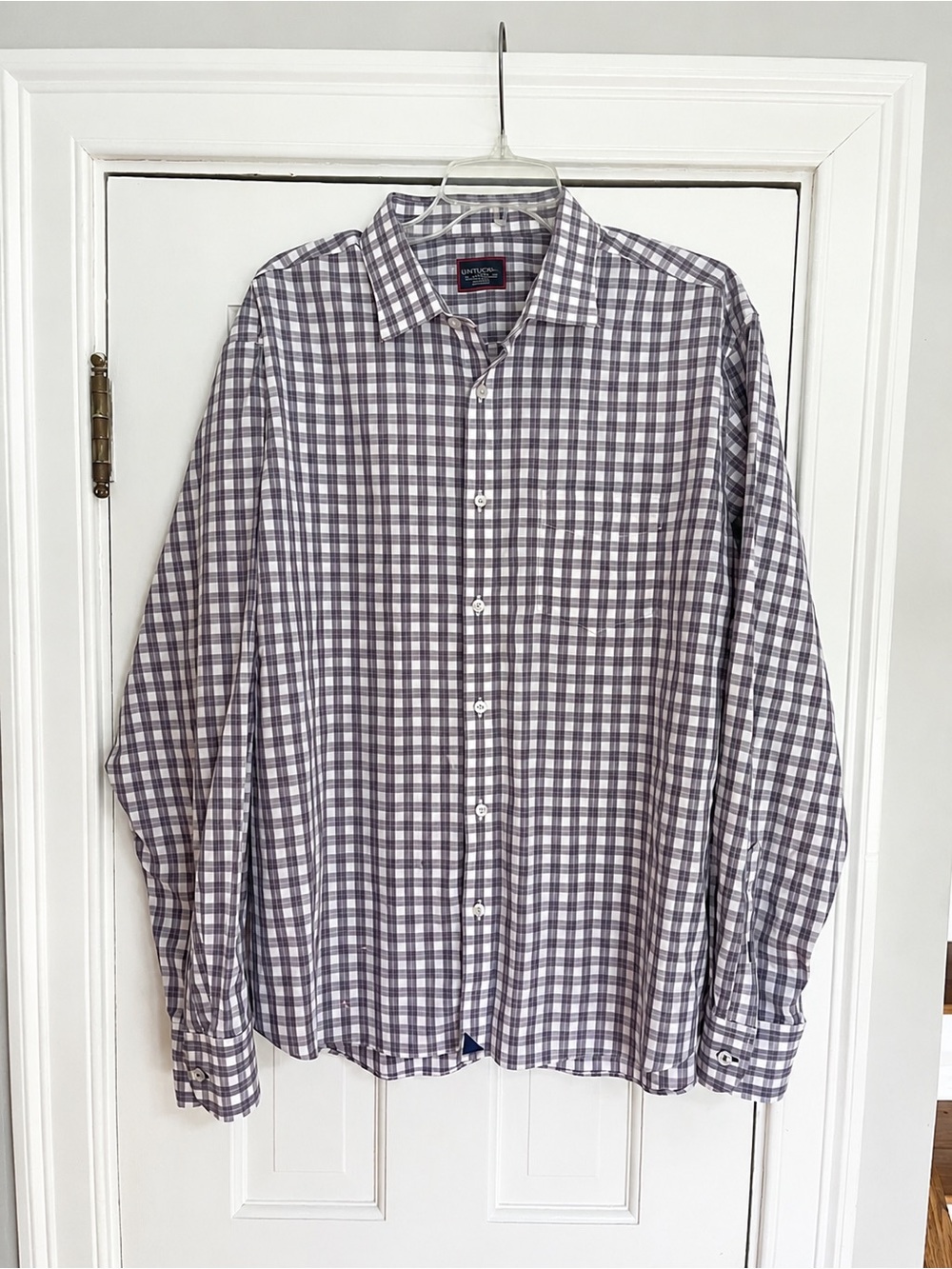 UNTUCKit Plaid Button Down Shirt Purple White Men’s XL
